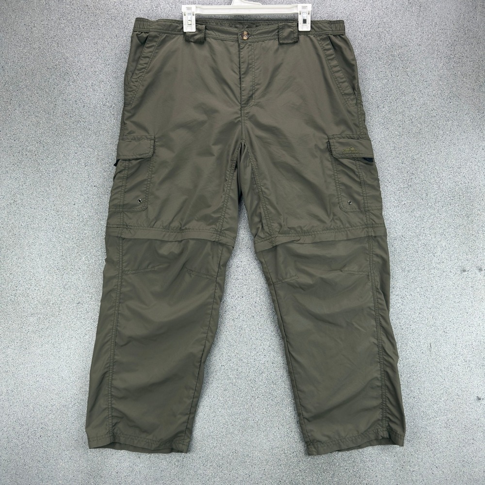 American Outback Mens XL Convertible Cargo Pants Olive Green Quick Dry Hiking